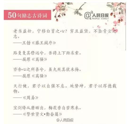60句励志古诗文从经典中汲取力量,人民日报小学生必背古诗词100首
