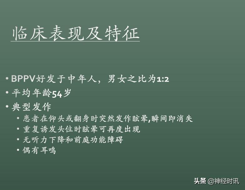 良性位置性眩晕诊断和治疗指南,良性阵发性位置性眩晕的诊断标准