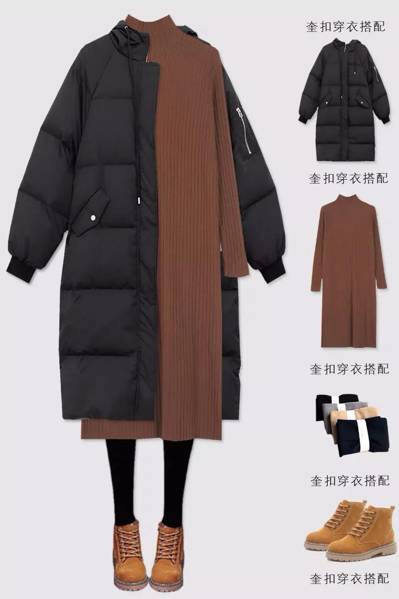 冬季黑色长款羽绒服穿搭,40-50岁黑色长款羽绒服搭什么裤子