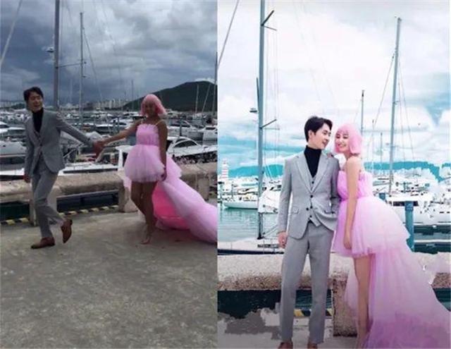 反差极大婚纱照修图前后,婚纱照反差对比照