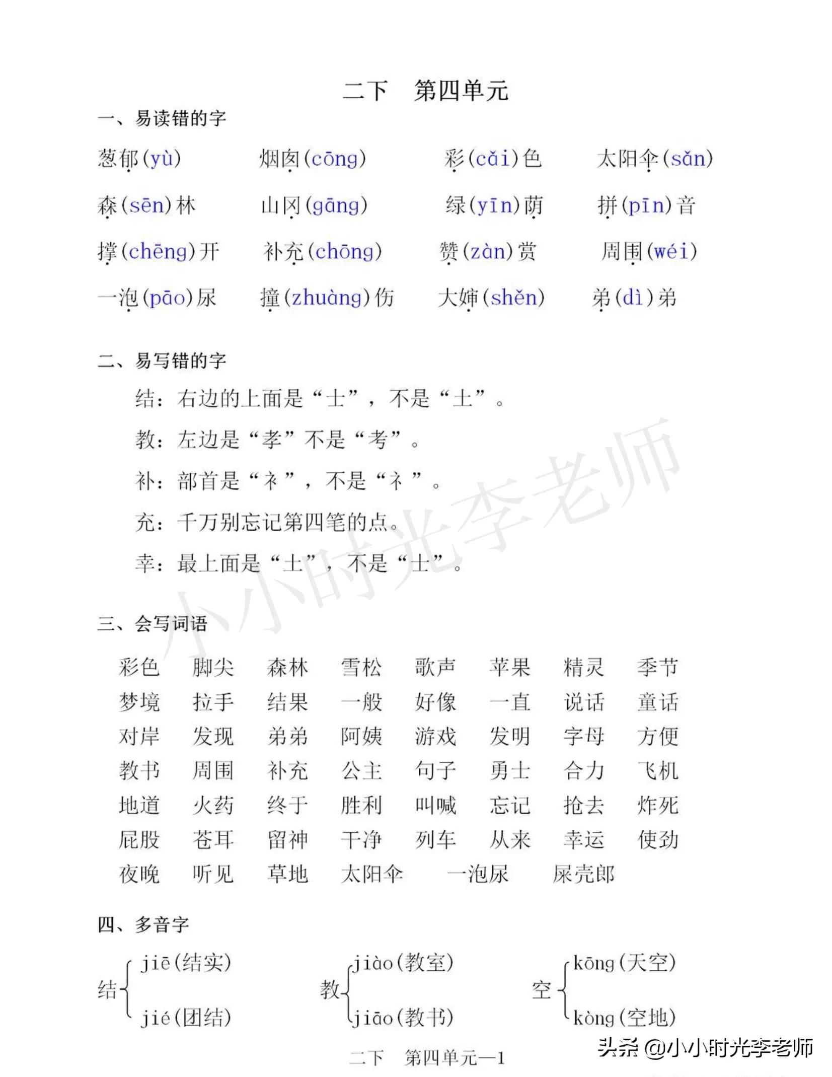 二年级下册语文必背课文知识归纳,二年级语文下册必背重点知识梳理