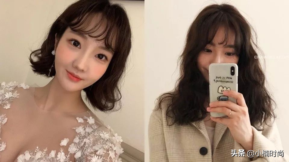 韩系及肩卷发发型,百搭脸型扎发发型
