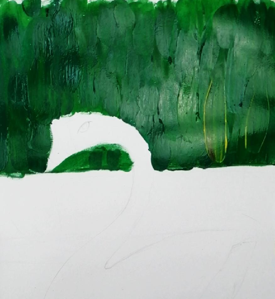 大白鹅彩铅儿童画,水粉大白鹅的画法