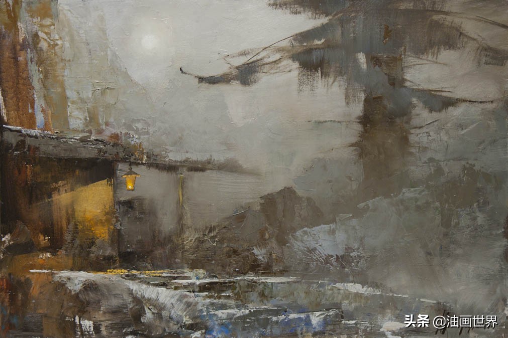 波澜壮阔雄壮唯美的风景油画,笔触风景画