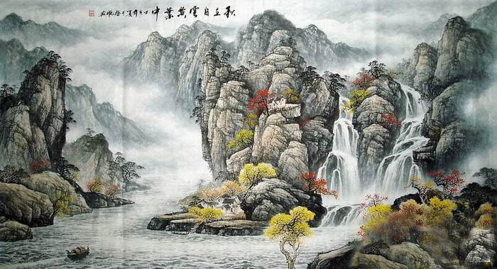 山水画头像风水讲究,客厅挂山水画风水有讲究