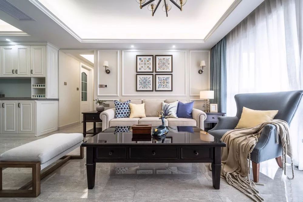 客厅大面积地砖深灰色铺贴效果图,客厅地砖简约铺贴图