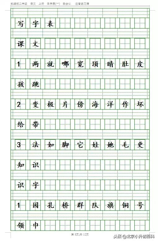 部编版1-6年级语文上册必背内容,语文六上部编版字词听写