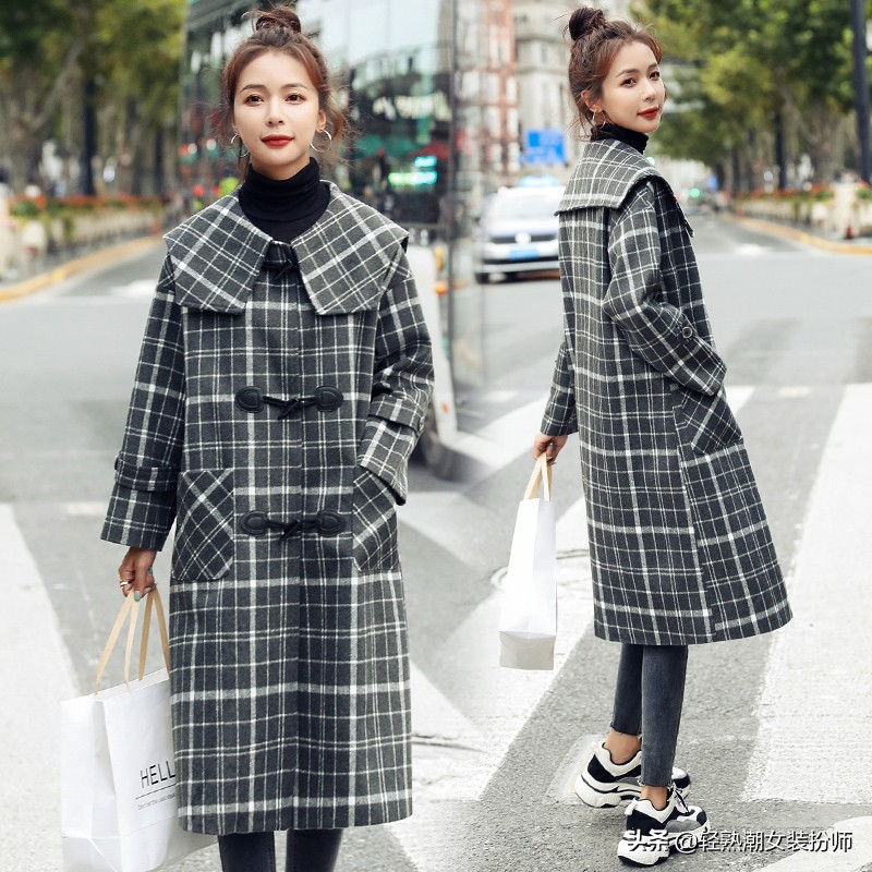 2022新款百搭显瘦格子大衣,新款格子大衣时髦又洋气