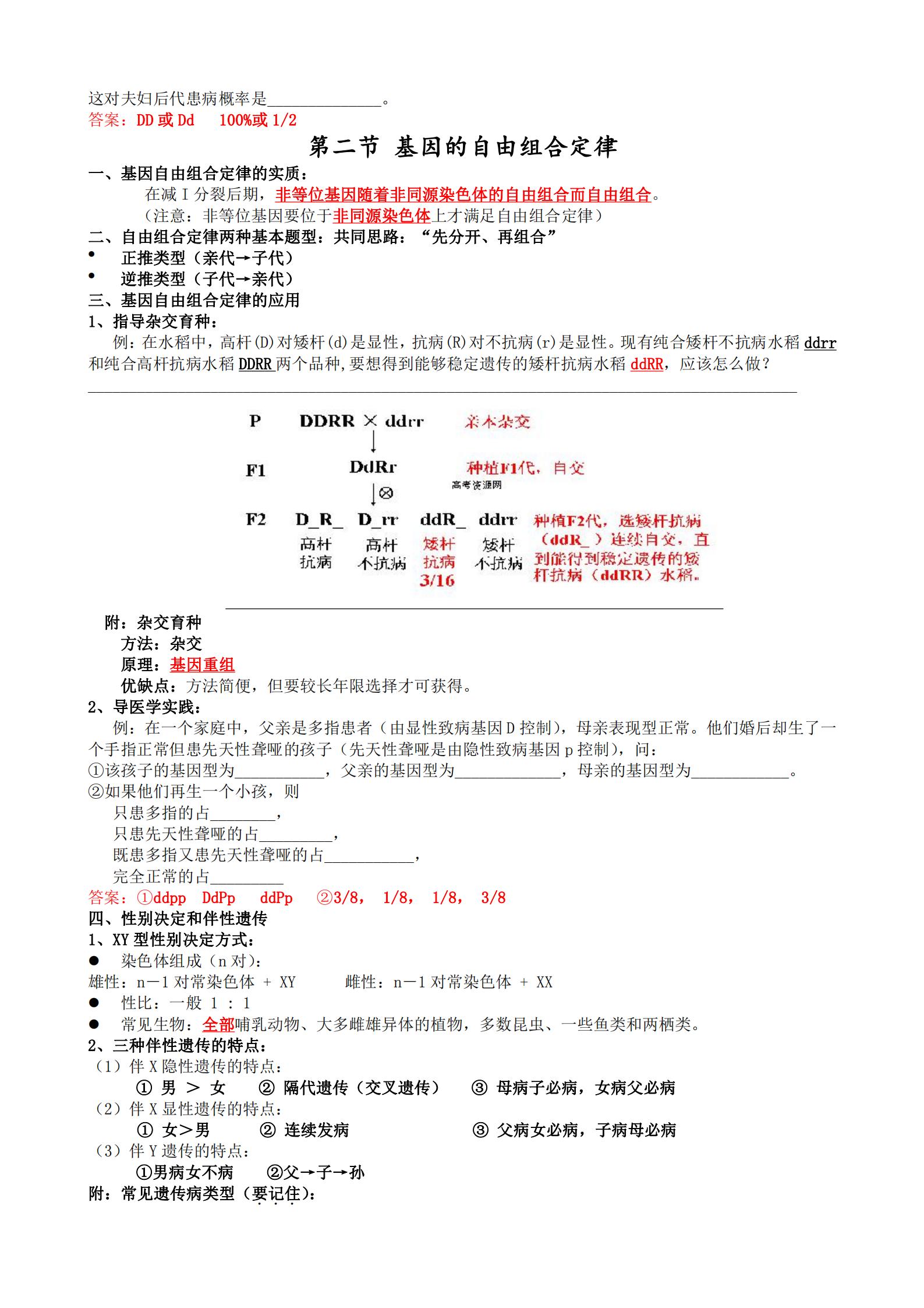 高一生物必修二必背知识点归纳,高中必修二生物知识点大全