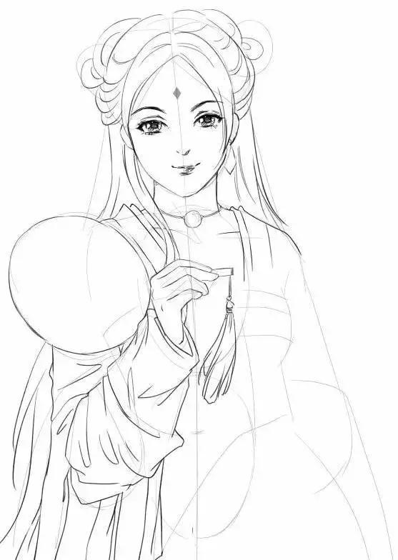 手绘动漫古风女生线稿简单,古风人物线稿教程零基础