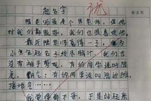 班主任喜得贵子,小学生帮助起名想象力超群,网友:起名“鬼才”