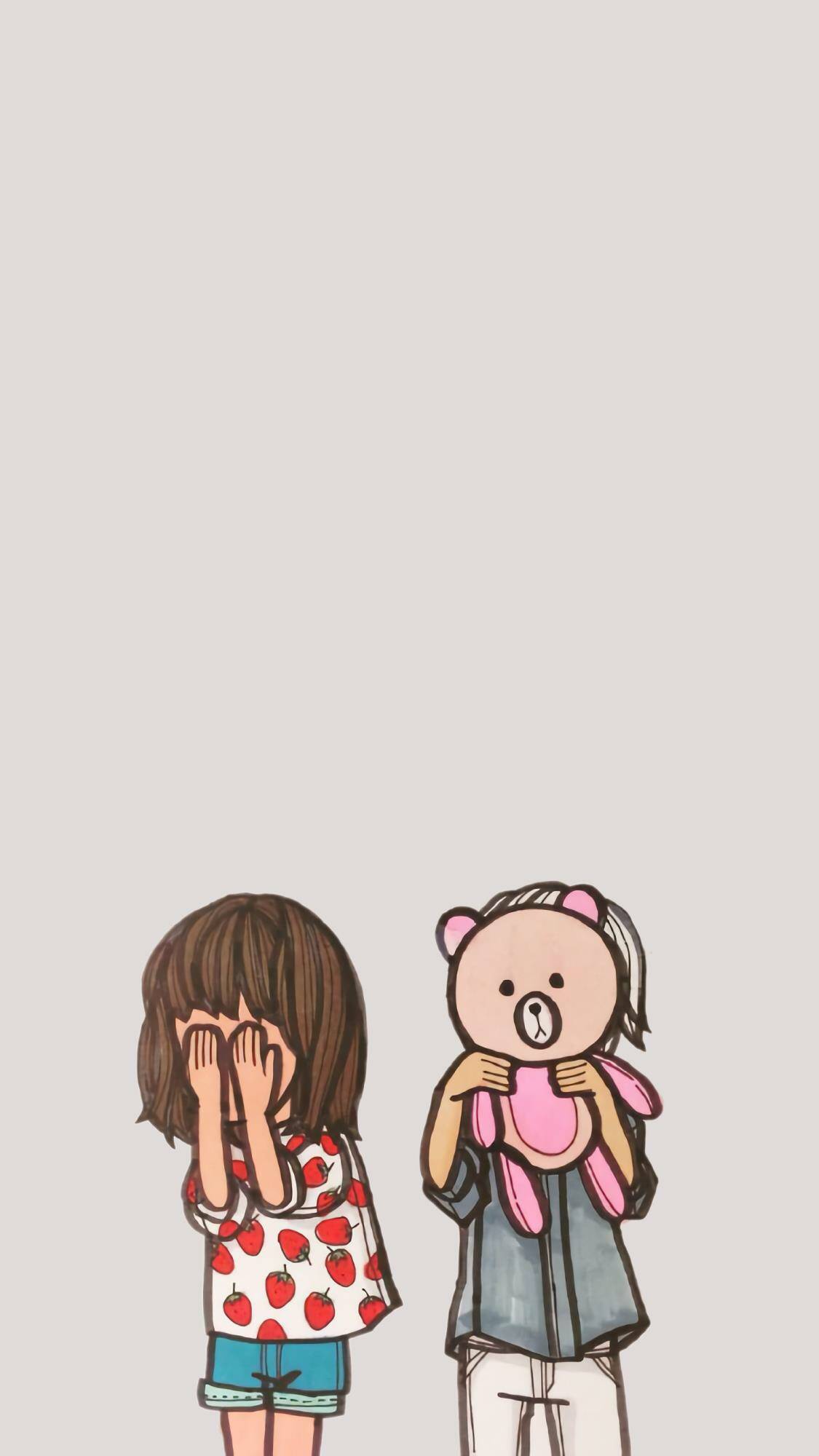 情侣生活插画手机壁纸,手绘情侣壁纸有爱