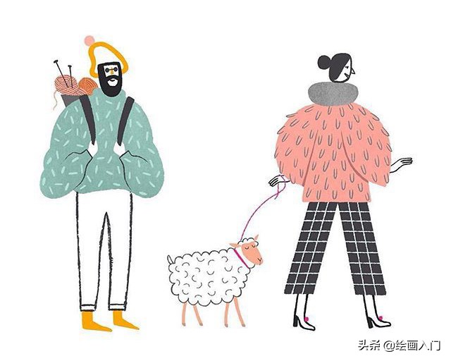 可爱温馨的手绘风插画,色彩鲜艳线条简单的插画