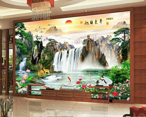 电视背景墙有山水忌讳么,岩板山水电视背景墙效果图