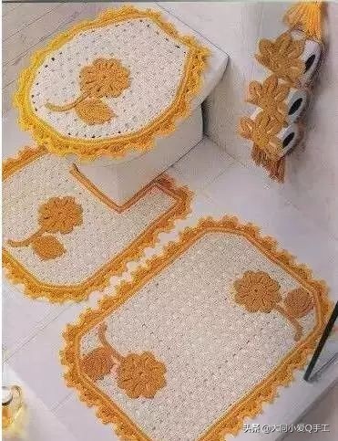 钩针马桶垫图片大全,钩针编织卫生间地垫