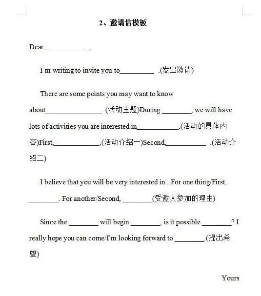 高考作文句型模板,高考英语书信类写作万能模板