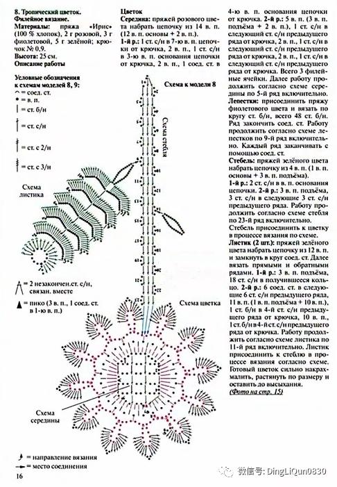 树枝树叶的编织图解,树叶钩针编织教程图解
