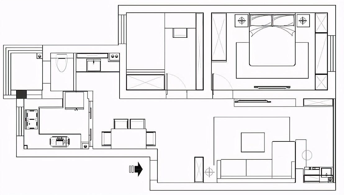 90平米两房小户型简约风格,小户型两房简装