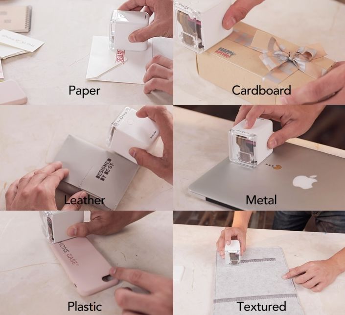 单手可以掌握的全彩打印机，机身仅重110g，还能印二维码、条形码