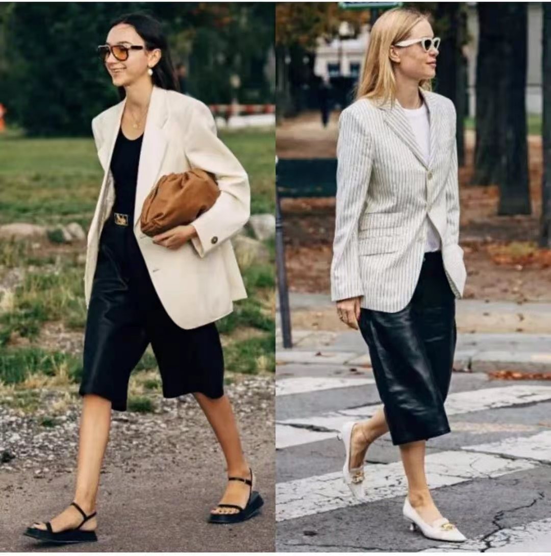 短西装搭配什么裤子好看,西装外套和西装阔腿短裤配什么鞋