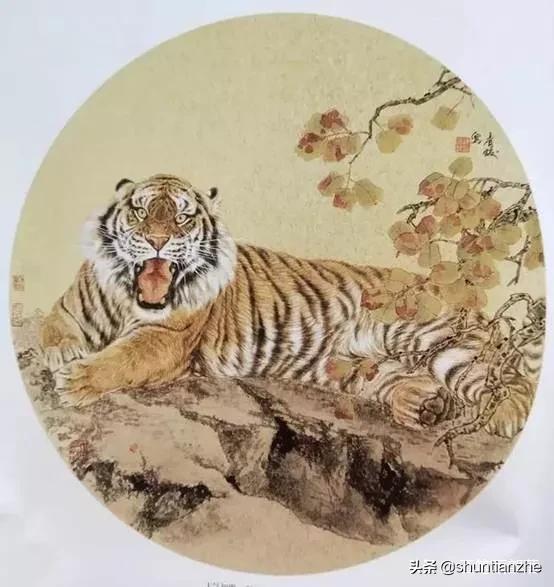 工笔老虎技法教学视频,工笔老虎胸毛的撕毛法