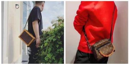 lv黑盒子包男款,lv软盒子男包上身