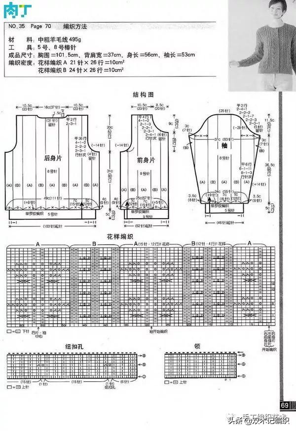 女士开衫背心毛衣款式图解,女士一件完整开衫编织图解