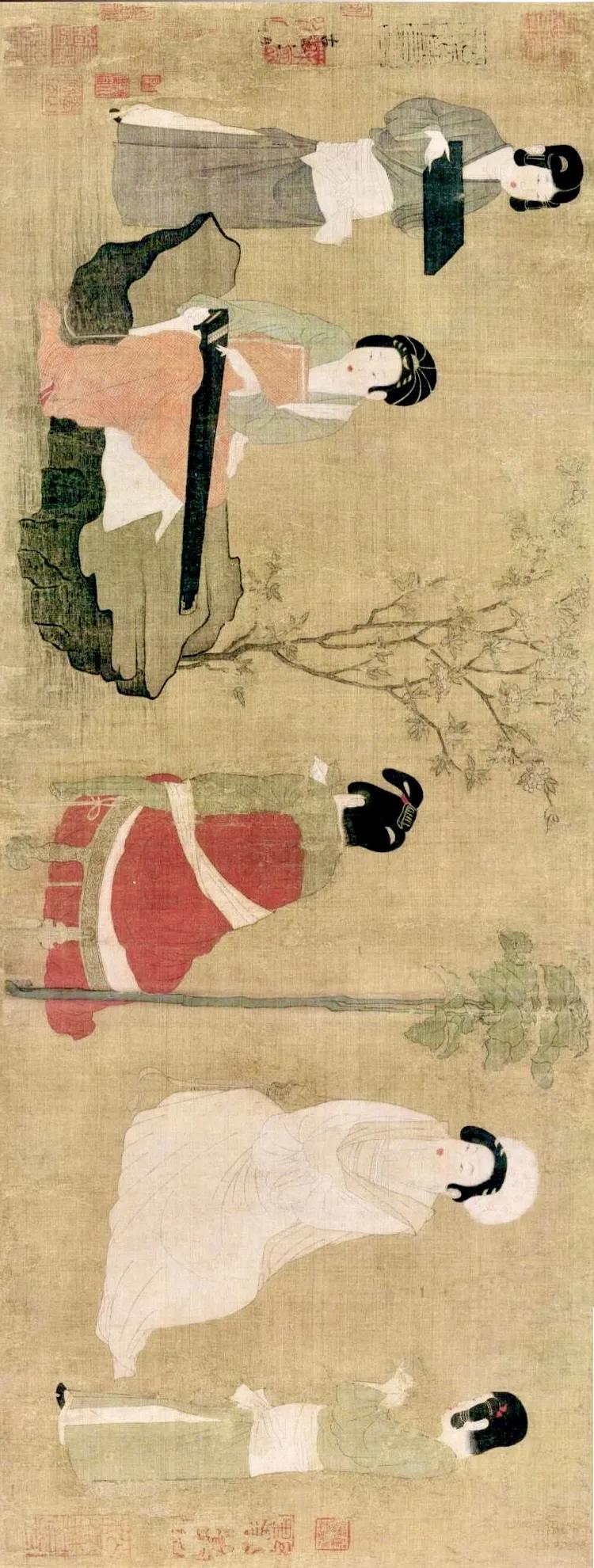 十大名画欣赏唐宫仕女图,展现仕女劳作的唐代名画