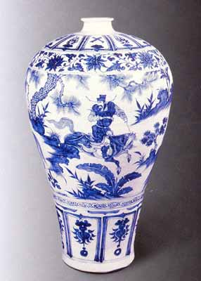 元代中早期青花釉里红瓷器图片,清代青花人物故事图