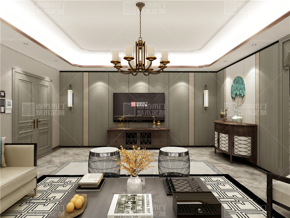 大宅新中式全案设计整木定制,高端原木全屋定制实景图