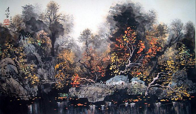 古香古色山水画,岭南风景国画