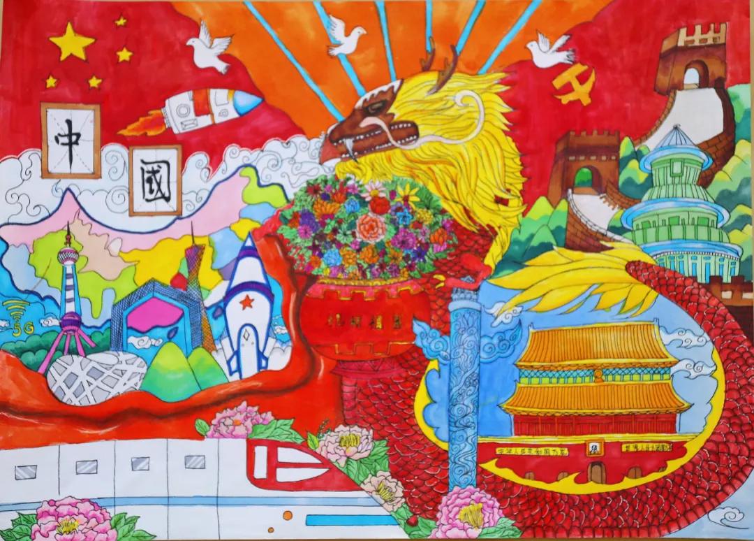 颂党恩赞祖国朗诵,赞党恩颂年华书法绘画作品