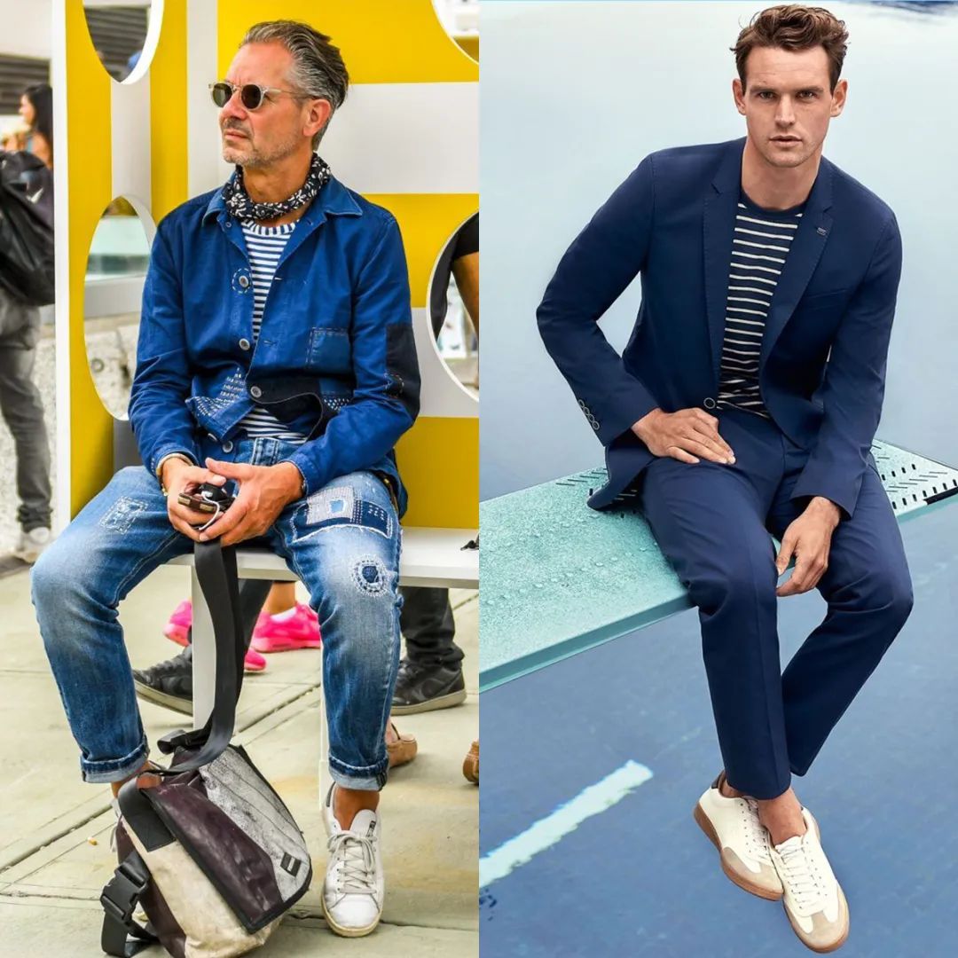 上衣宽松文艺款男装搭配,潮流竖条纹外套男装搭配