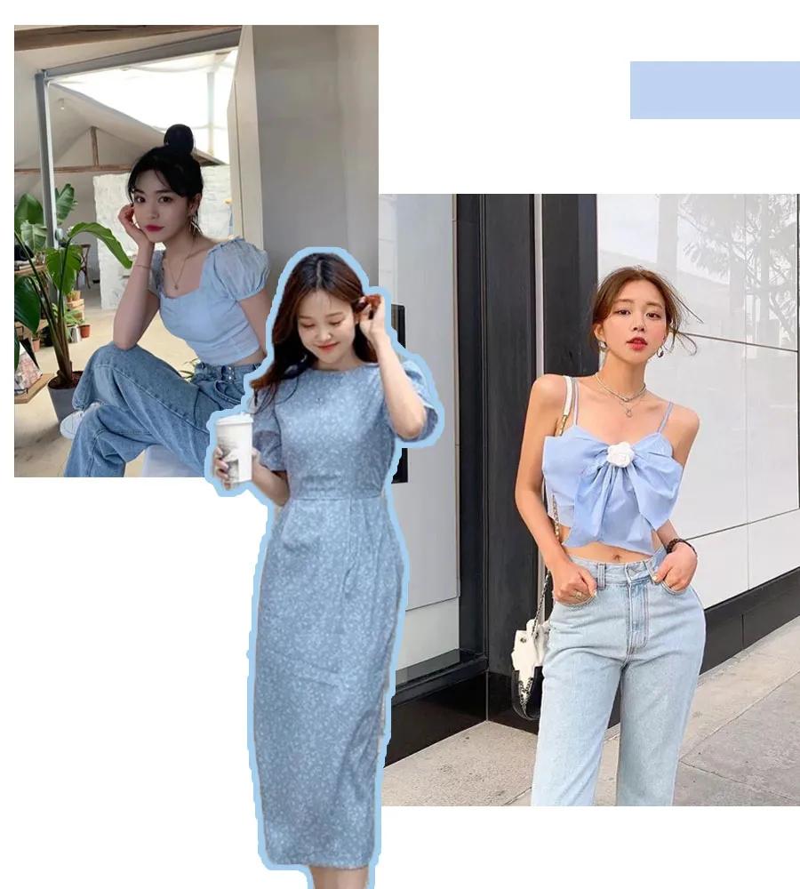 碎花婴儿蓝,婴儿蓝搭配