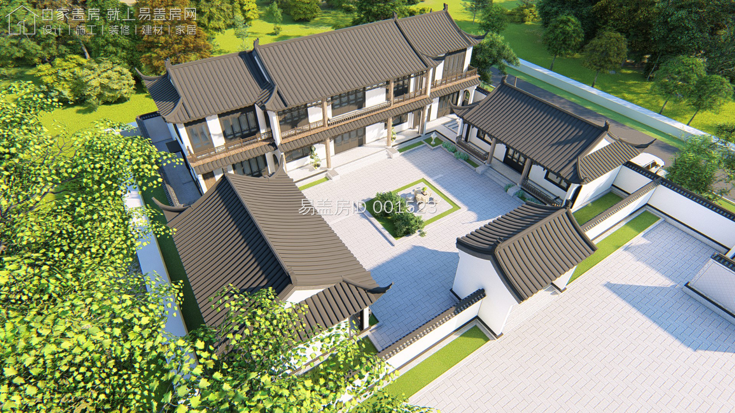 最牛中式四合院设计图及效果图,中式二层四合院永不过时