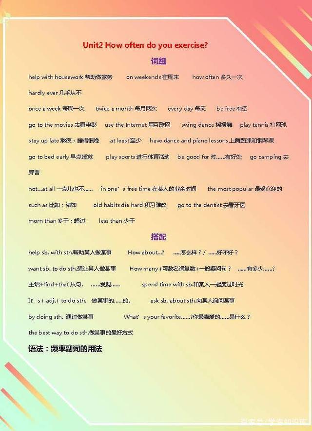 八年级上册英语各模块短语,八上英语第八单元词组