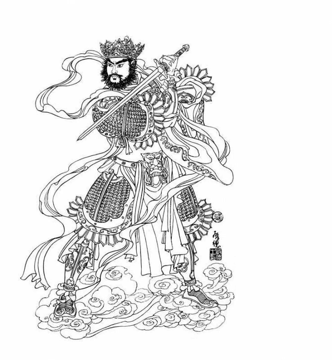 图谱神话人物工笔画白描,国画工笔人物白描图片大全大图