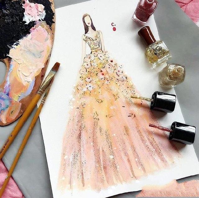 服装设计礼服素描手稿,著名设计师服装设计手稿