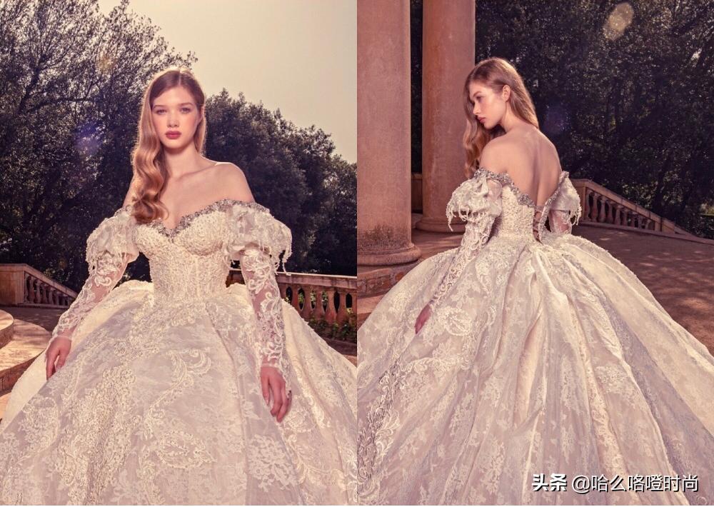 巨型豪华大拖尾婚纱,超长拖尾婚纱只能用震撼来形容