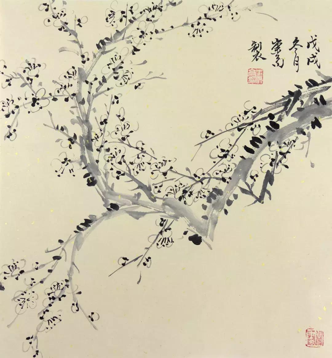 梅兰竹菊国画中的山石画法,梅兰竹菊国画写意教学视频