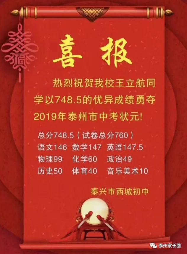 2019泰州市各高中喜报,泰州2021年各个学校喜报
