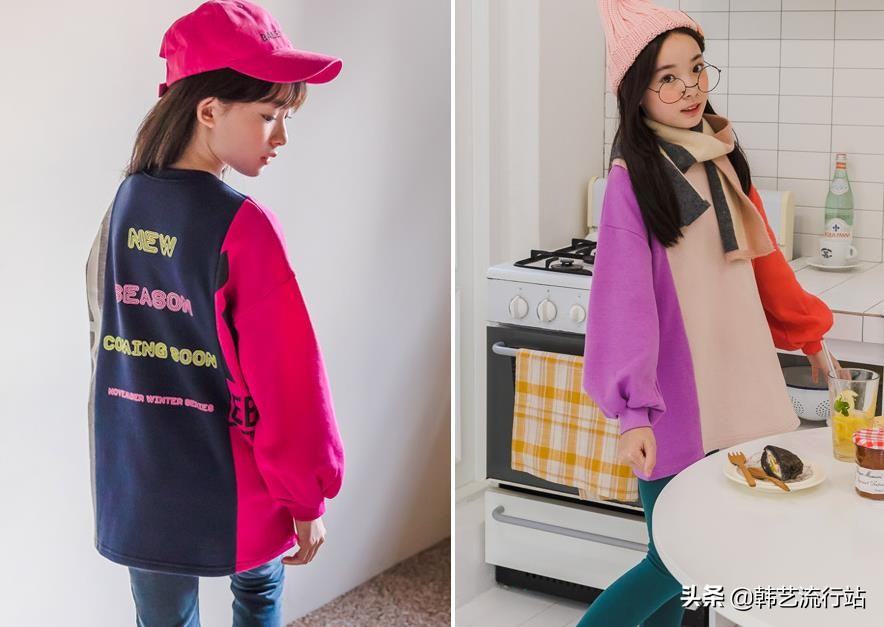 女童韩系风加绒连帽卫衣,2019秋女童流行卫衣