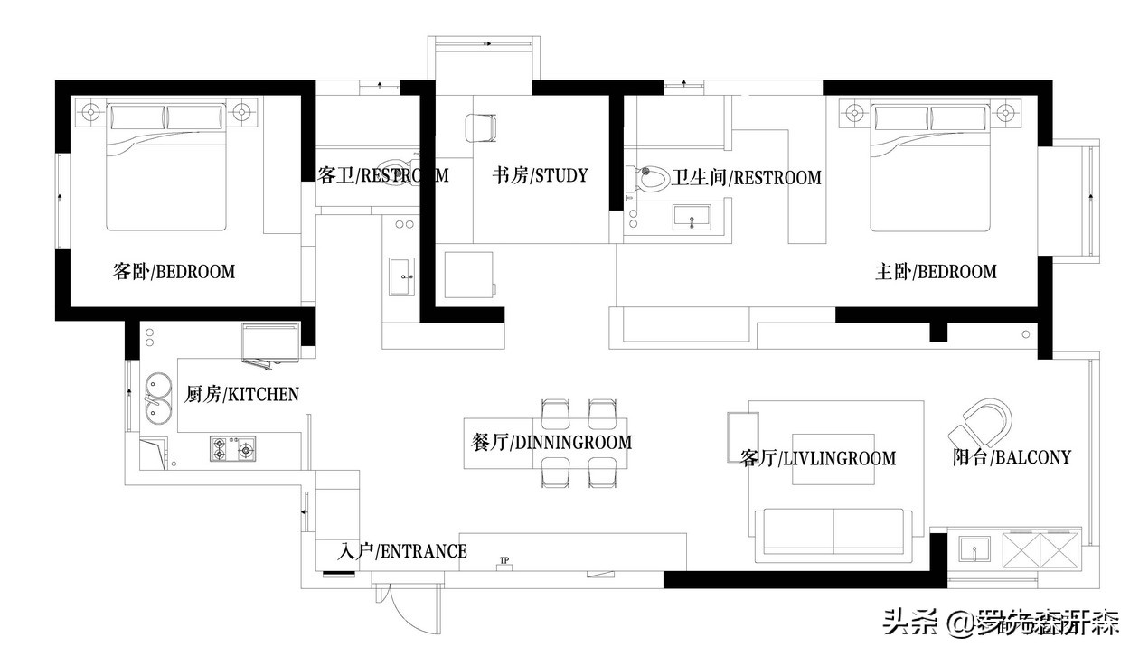 万科金域国际南宁95平装修设计,万科金域国际93平装修