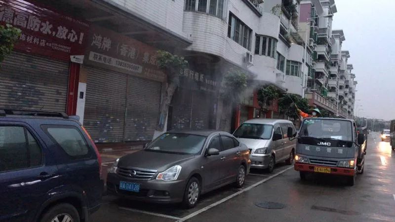 番禺|桥南汇景大道现“飞霜”?原来是这种害虫泛滥!桥南街绿化队出动了