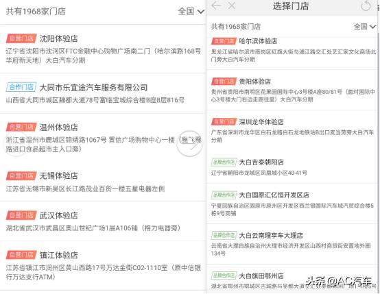 又缩店！大白汽车近三个月门店数量减少到49家，合作门店消失