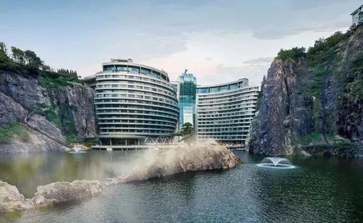 上海深坑酒店景观,上海世界深坑酒店建筑