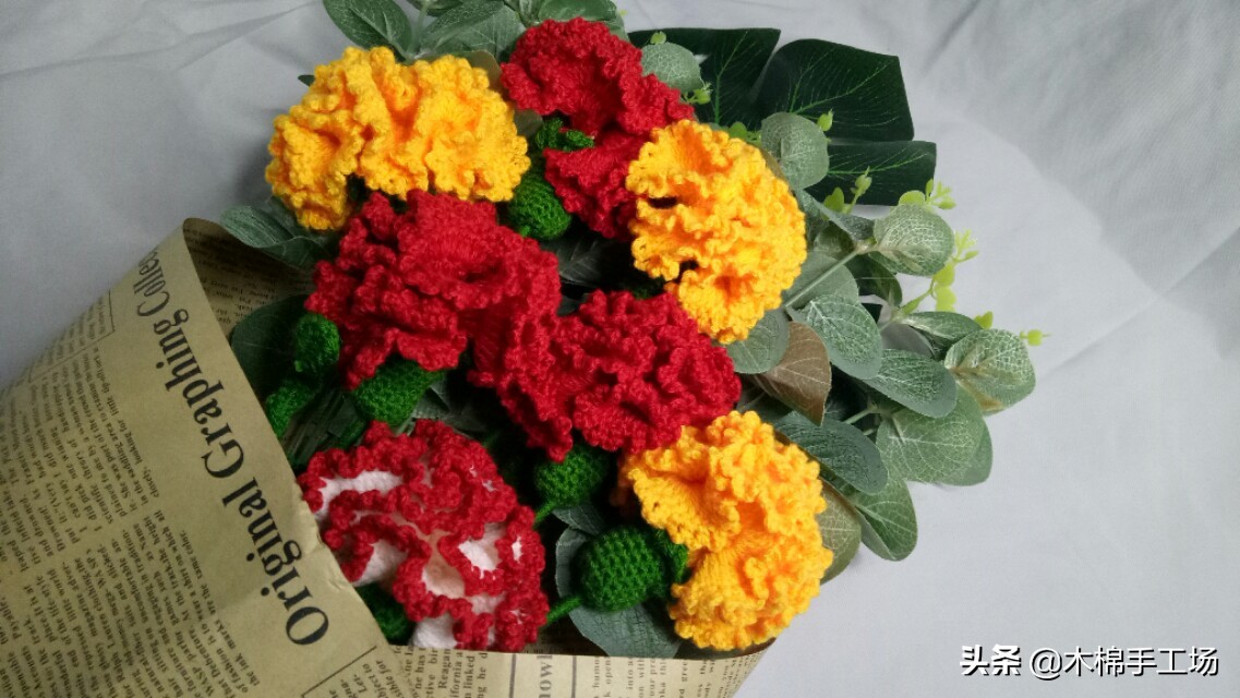 教师节康乃馨编织,编织花束送妈妈