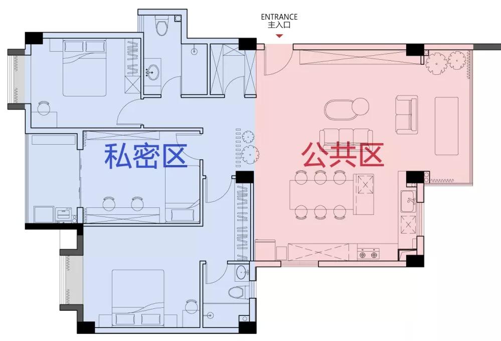 125平简约轻奢风家装设计,137平米客餐厅现代风装修效果图