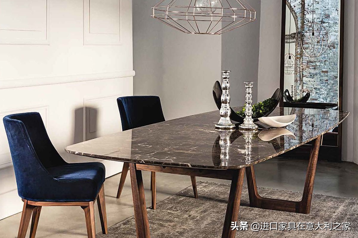 大理石餐桌一体轻奢设计,天然大理石奢石餐桌定制