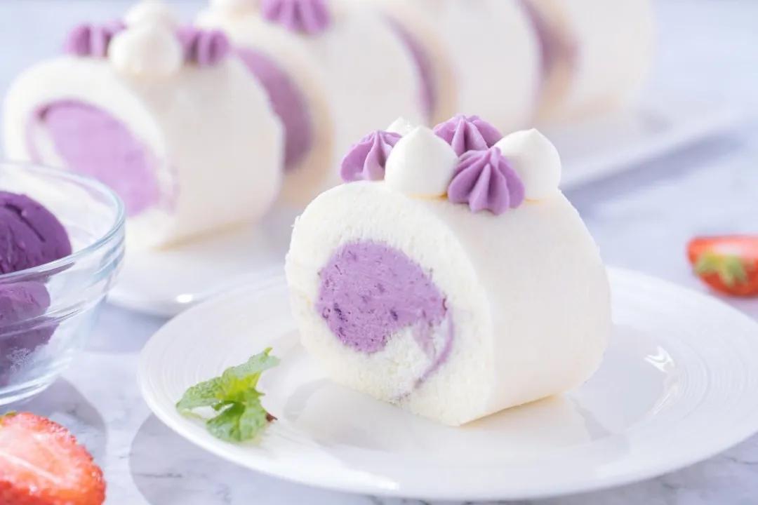 紫薯天使蛋糕,紫薯爱心蛋糕卷